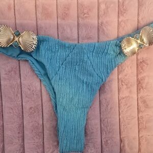 Beach Bunny Blue Bikini Bottom with Shell Details